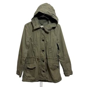 Gap Utility Parka Women Green Small Hooded Field Jacket Cotton Canvas